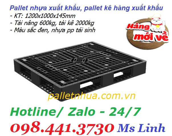 Pallet nhựa xuất khẩu 1200x1000x145mm màu đen