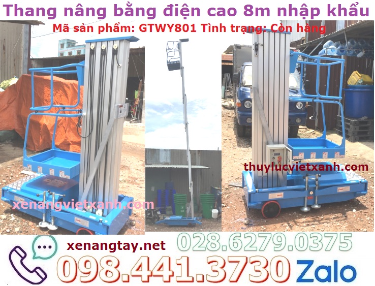 Thang nâng bằng điện cao 8m nhập khẩu giá rẻ