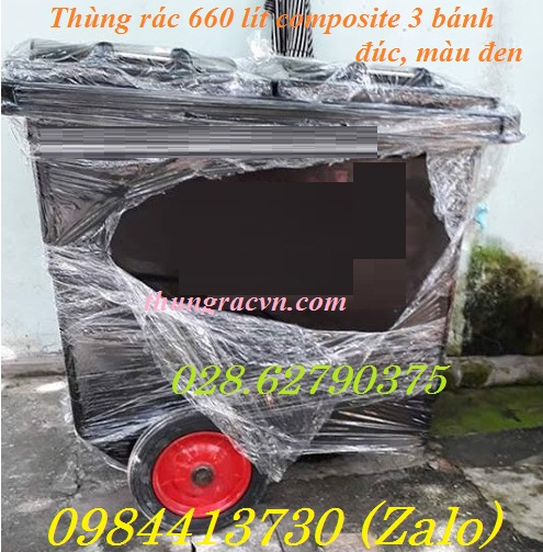 Thùng rác 660 lít màu đen