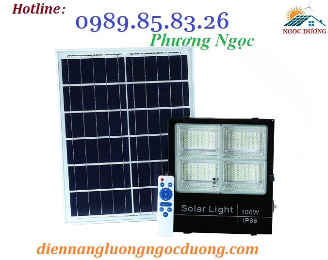 Đèn LED pha năng lượng mặt trời 100W 4 khoang