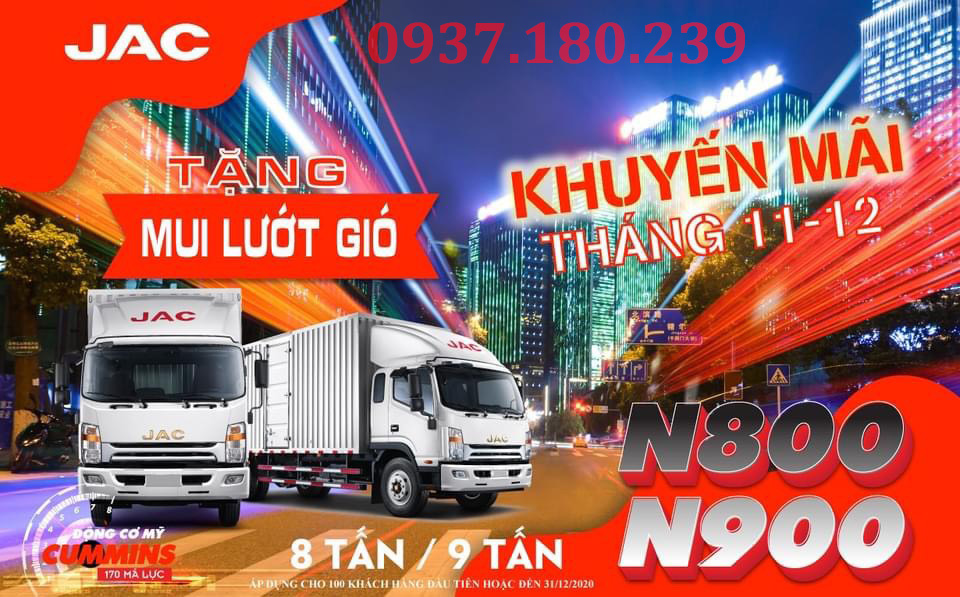 Khuyến mãi cuối năm 2020 dòng JAC N800 & N900 cho khách hàng mua xe tải tại các đại lý JAC