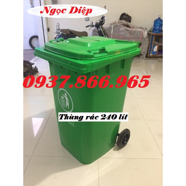 Thùng rác nhựa 240 lít, thùng rác ngoài trời, thùng phân loại rác thải 240 lít, thùng rác công cộng