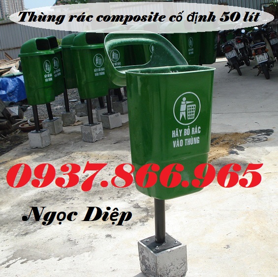 Thùng rác treo đơn, thùng rác cố định, thùng rác composite