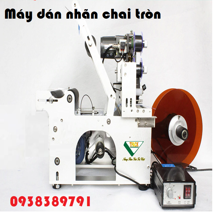 Máy dán nhãn chai tròn bán tự động có in date