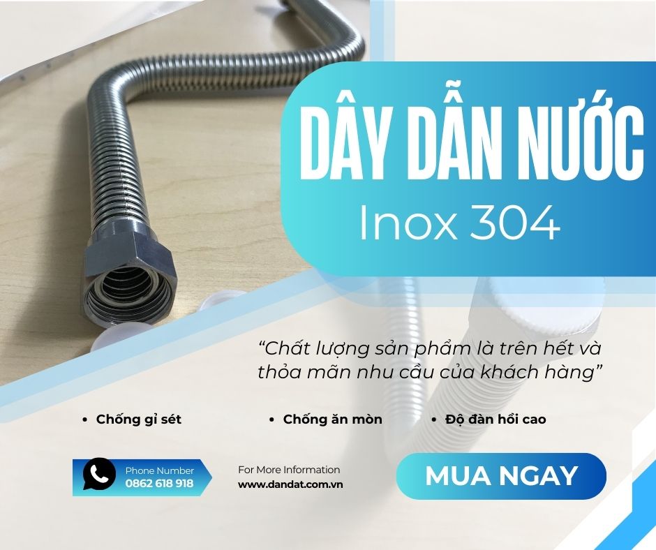 Dây dẫn nước inox chịu nhiệt, Dây cấp nước bình nóng lạnh, Ống mềm dẫn nước