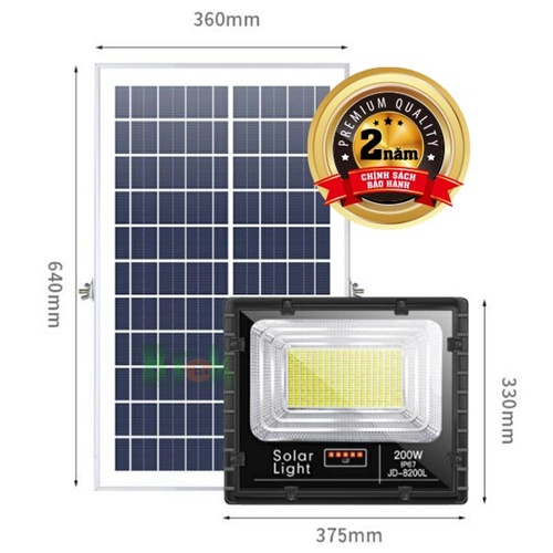 Đèn pha led năng lượng mặt trời 200W JD-8200L - Bitek Solar