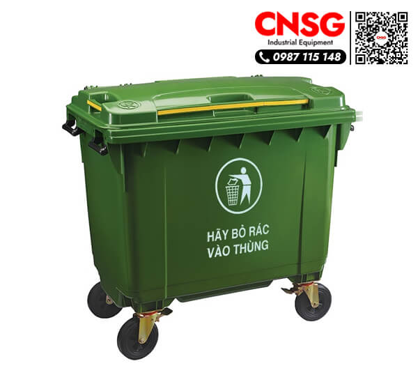 Thùng rác nhựa 660 lít có nắp giá rẻ