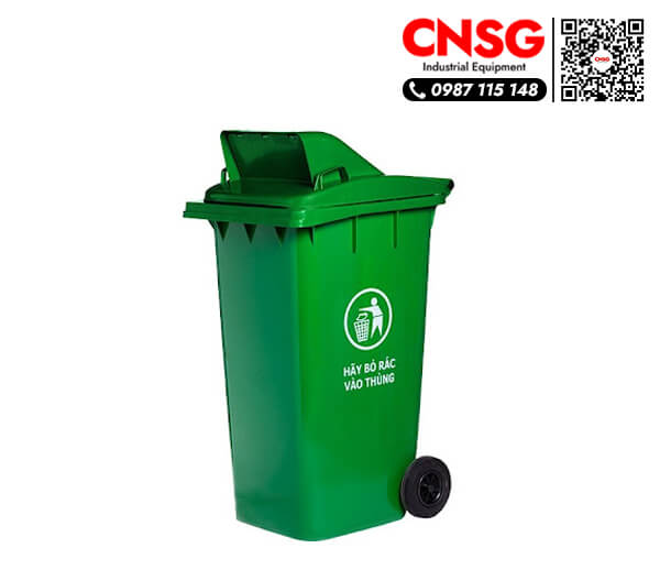 Thùng rác nhựa hdpe 120 lít màu xanh