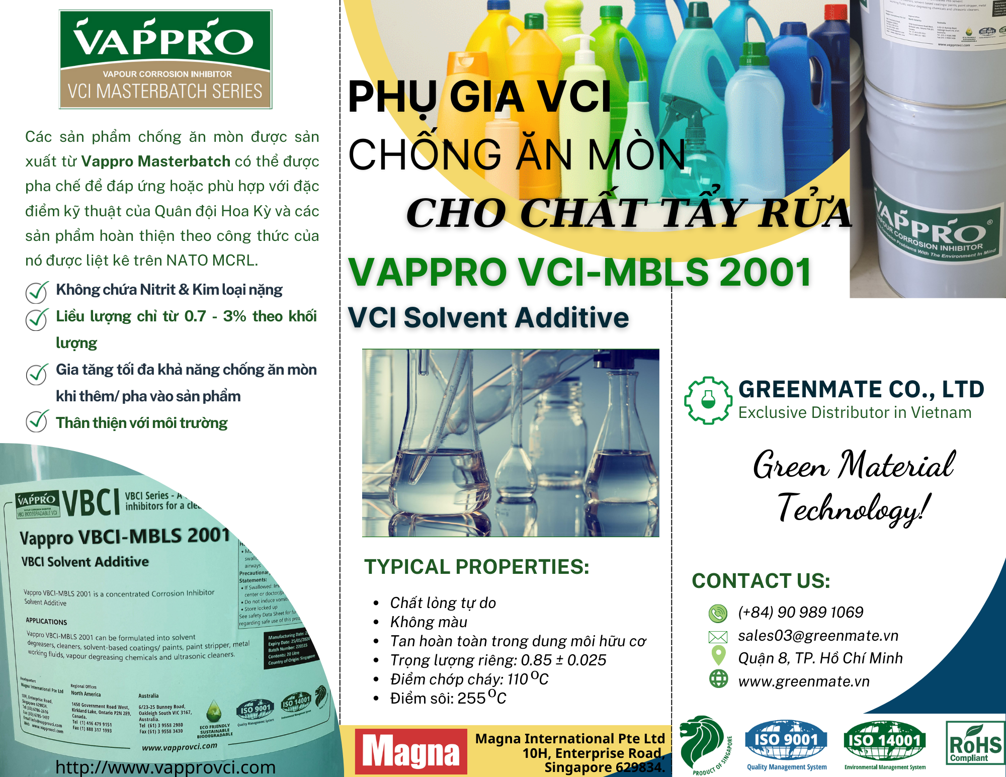 PHỤ GIA CHỐNG ĂN MÒN CHO CHẤT TẨY RỬA - VAPPRO VBCI 2001