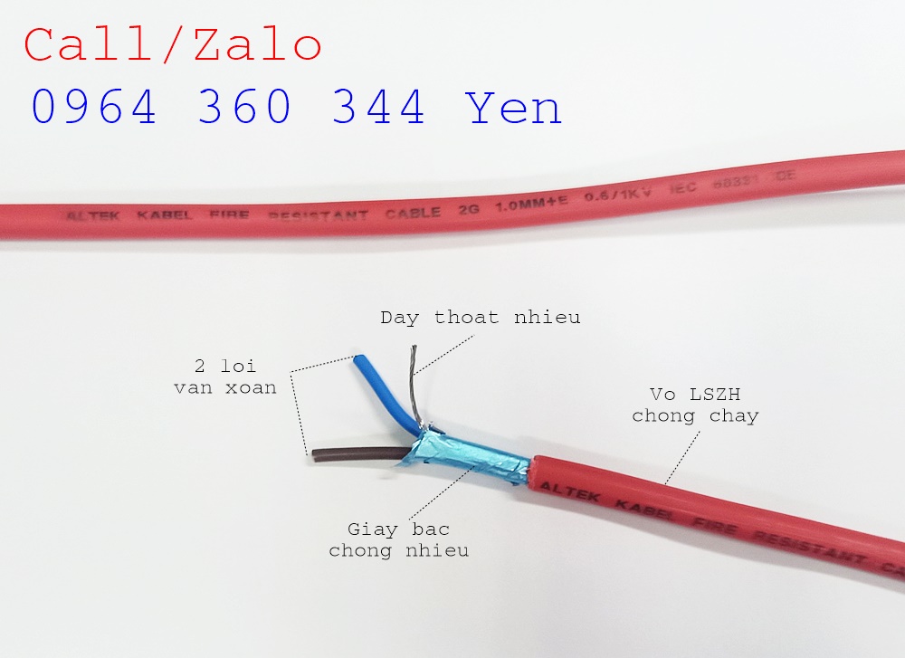 Cáp chống cháy chỗng nhiễu 1Pair 16AWG Altek Kabel