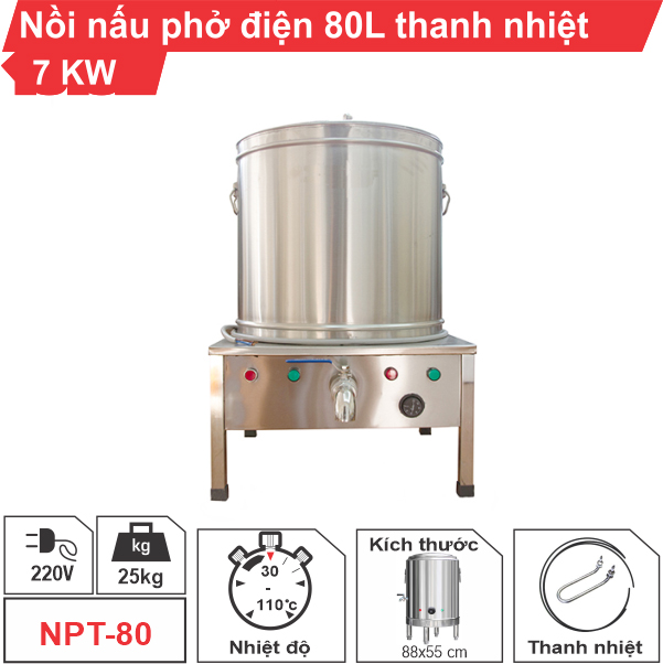 Nồi nấu phở 80 lít thanh nhiệt