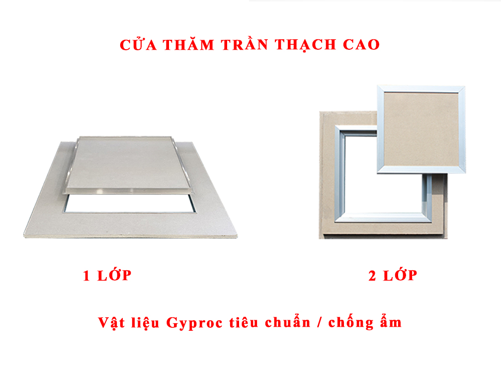 Nắp thăm trần thạch cao tiêu chuẩn chống ẩm Gyproc Vĩnh tường 1 lớp 2 lớp