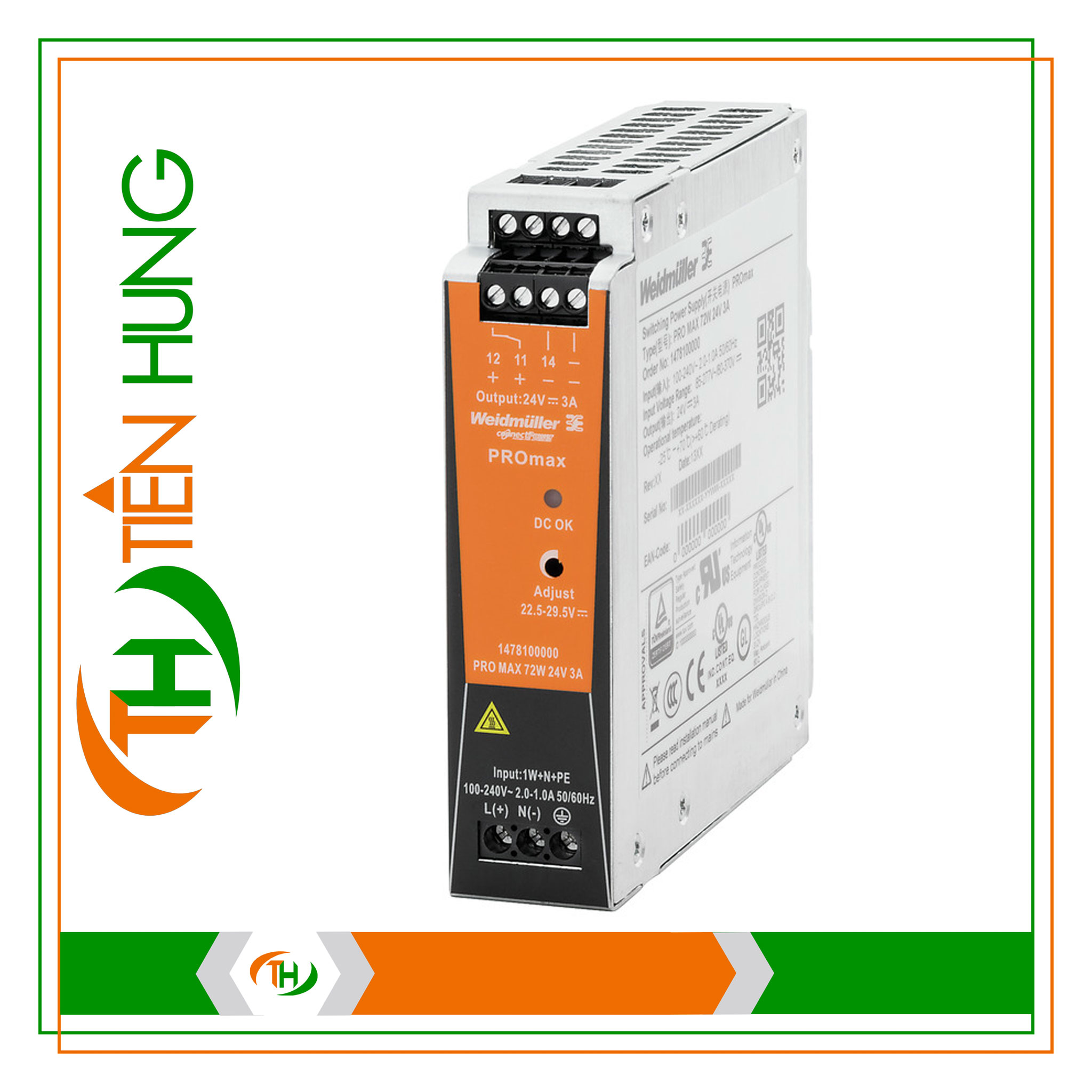 BỘ CHỈNH LƯU NGUỒN ĐIỆN PRO MAX 72W 24V 3A – 1478100000