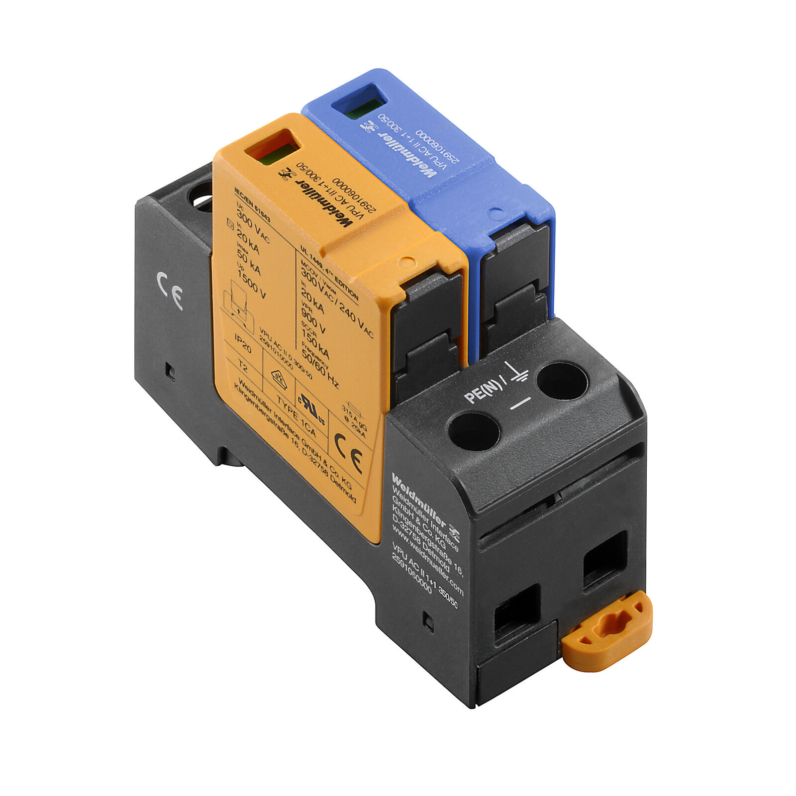 BỘ CHỐNG SÉT LAN TRUYỀN VPU AC II 1+1 300/50 – WEIDMÜLLER (MÃ: 2591060000)