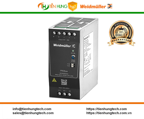 Bộ nguồn 24VDC 20A  PRO BAS 480W 24V 20A - 2838480000 Weidmuller - TIENHUNGTECH