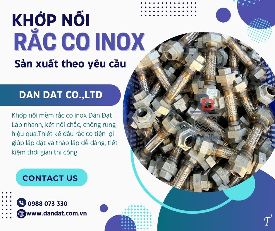 Khớp nối kim loại nối ren, khớp nối mềm rắc co ren, khớp nối mềm cho hệ LPG