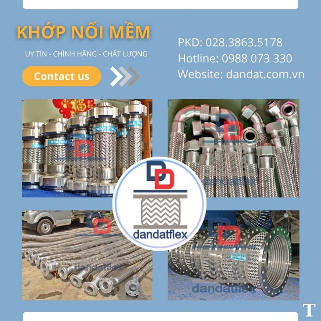 Khớp nối mềm kim loại, khớp chống rung inox, khớp nối mềm nối bích