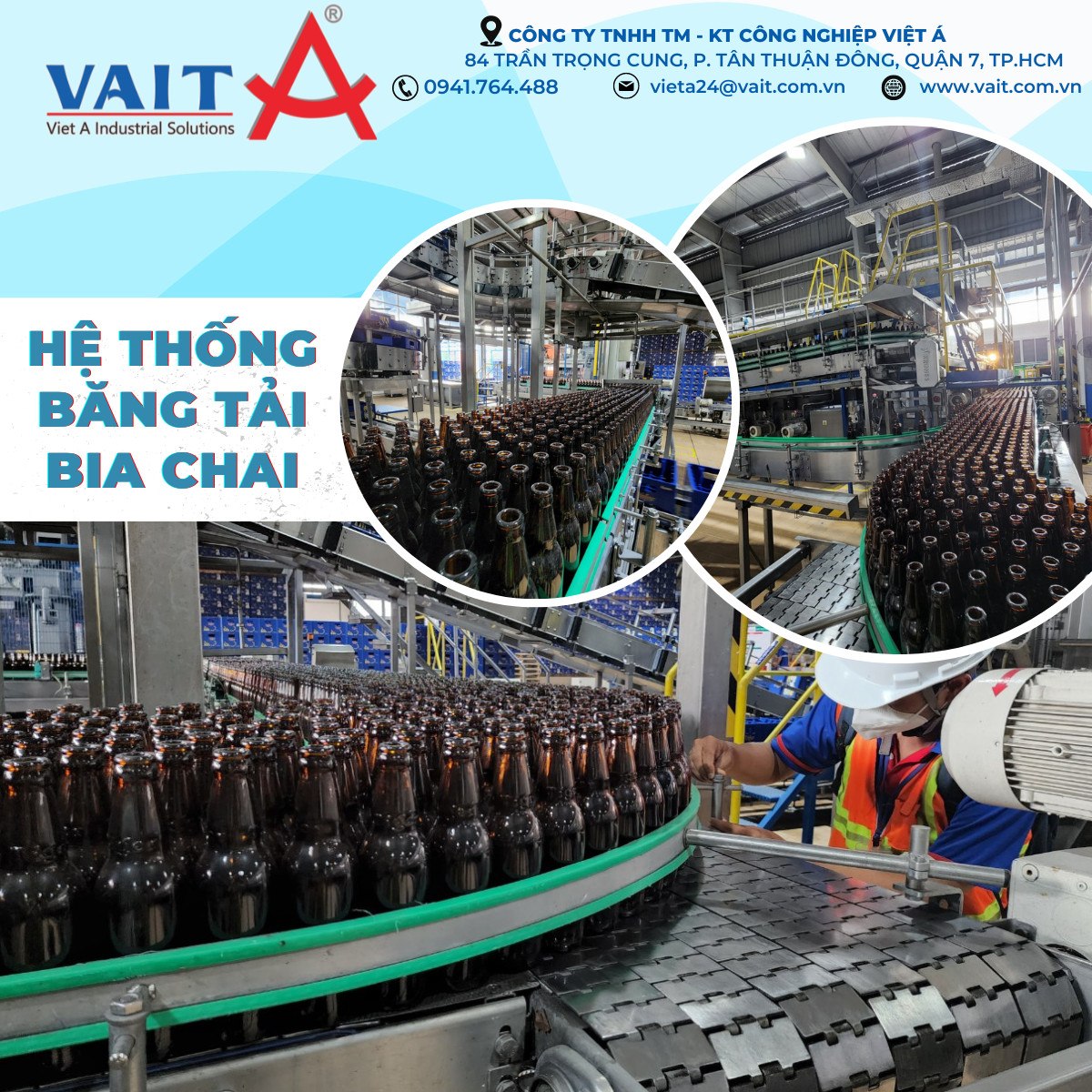 Lắp Đặt Hệ Thống Băng Tải Bia Chai- Việt Á