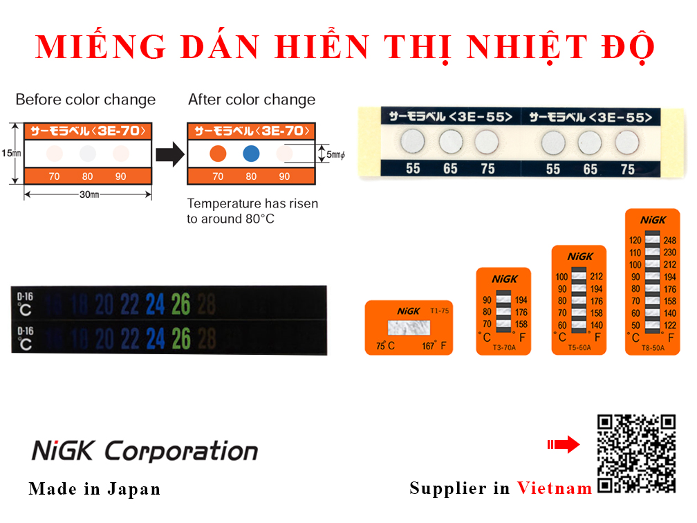 Miếng dán hiển thị nhiệt Thẻ báo nhiệt độ NIGK Temperature sticker Thermo label