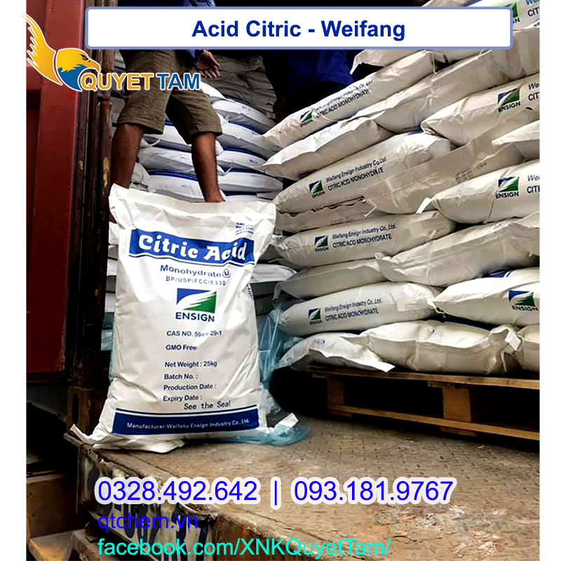 Acid Citric Monohydrate (Axit chanh), 25kg/bao