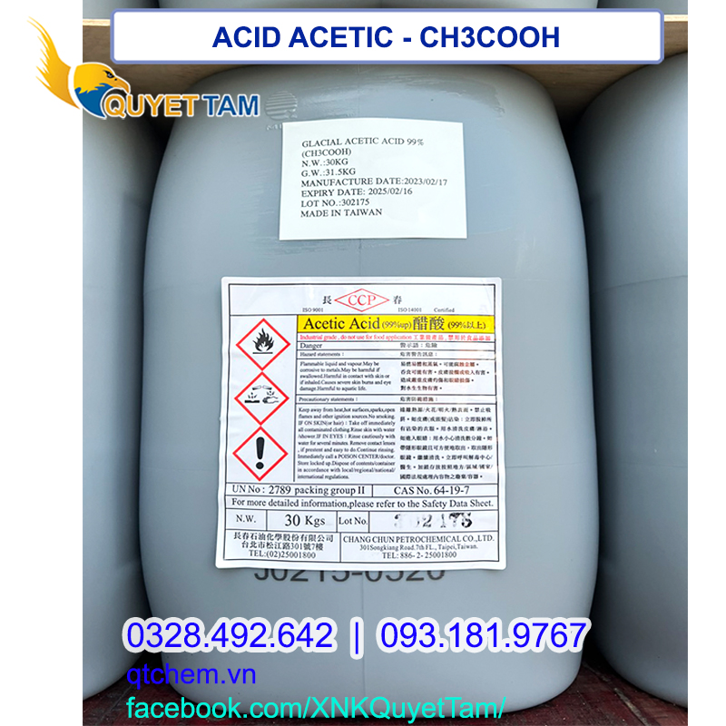 Axit axetic – CH3COOH (Acid Acetic), 30kg/can