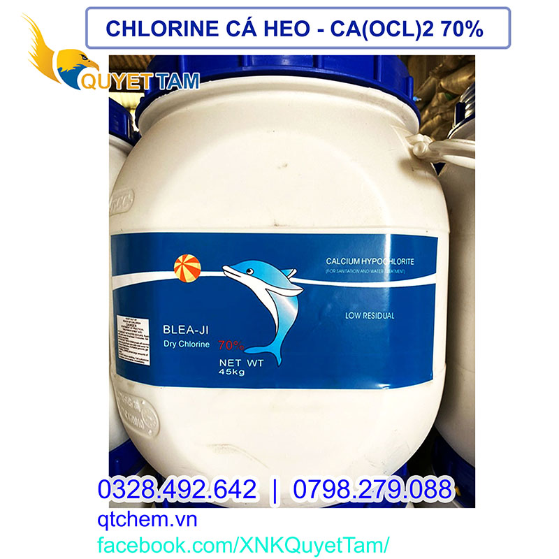 CHLORINE Trung Quốc (Cá heo) - CALCIUM HYPOCHLORIDE CA(OCL)2 70%