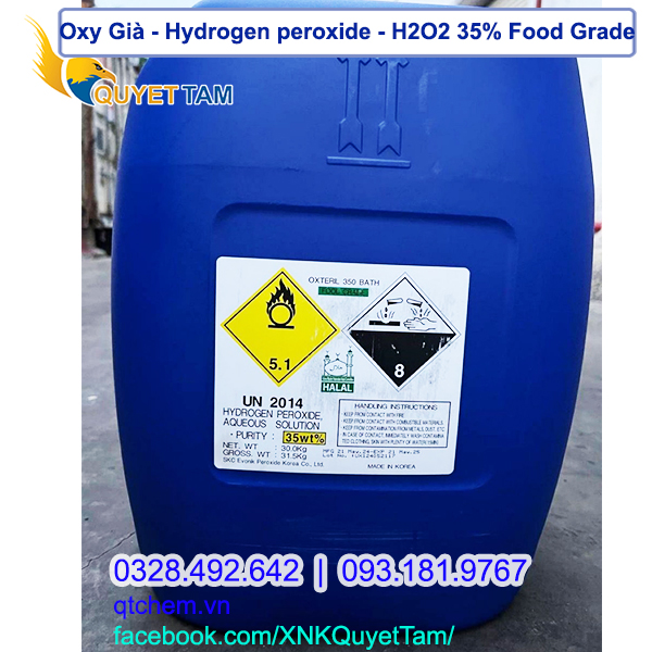 Oxy Già thực phẩm - Hydrogen peroxide Food Grade – H2O2 35% Hàn Quốc