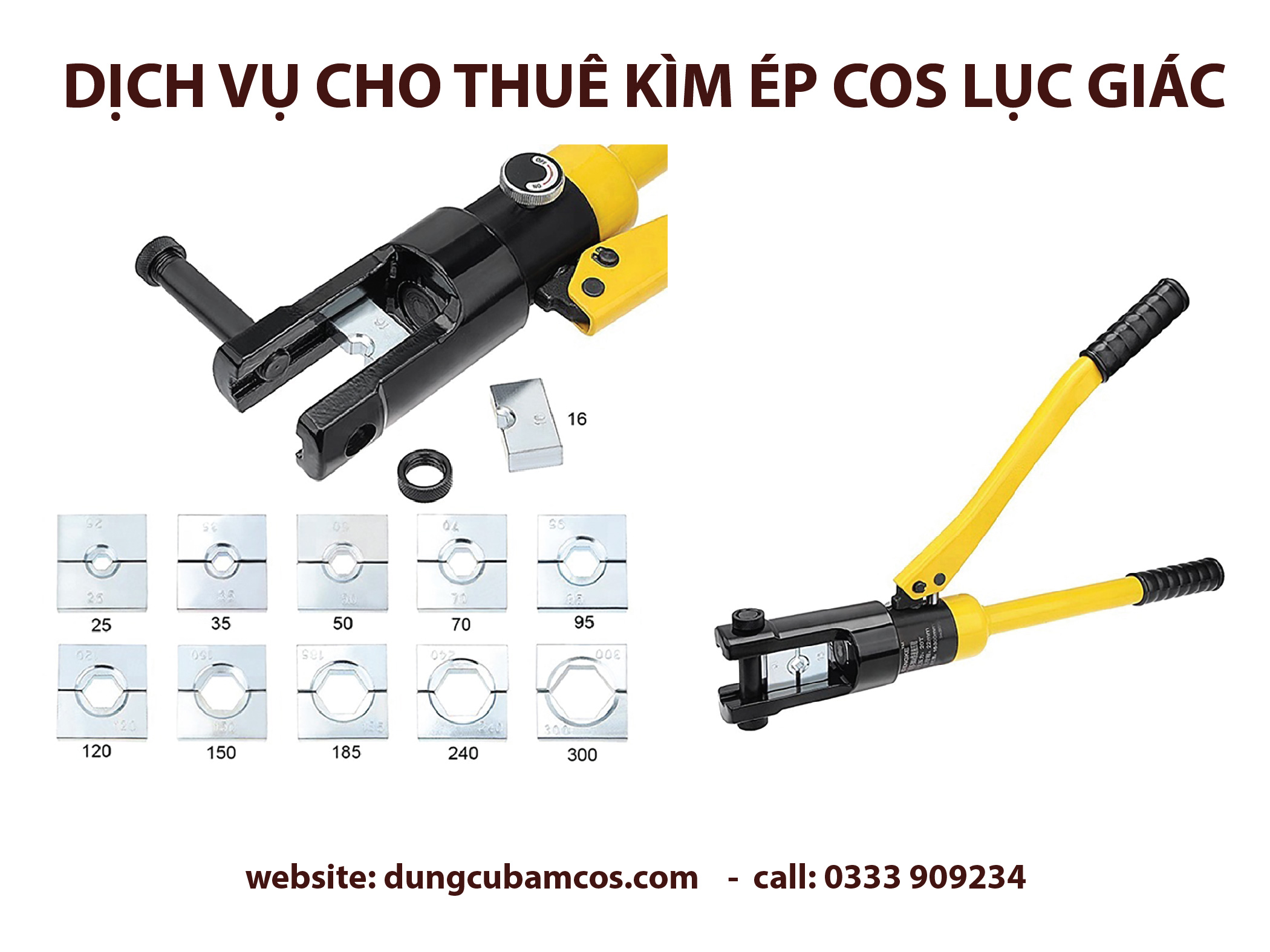 Cho thuê kìm thủy lực ép lục giác cos SC 25 35 50 70 95 120 150 185 240 300 mm2