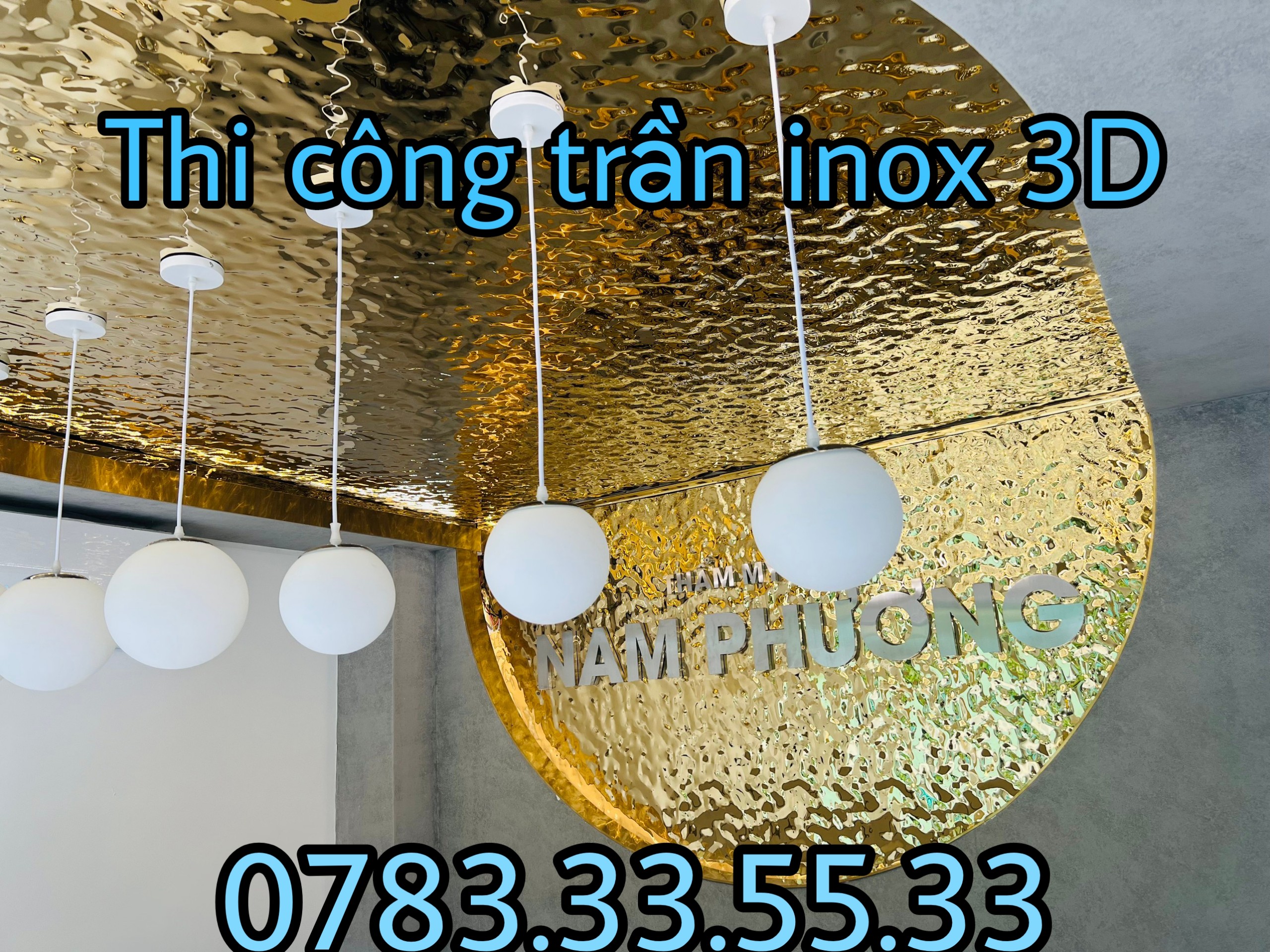 Thi công trần inox 3D