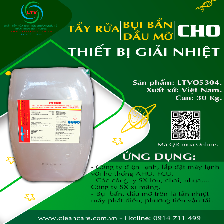 CHẤT TẨY DẦU MỠ, BỤI BẨN CHO CÁC THIẾT BỊ GIẢI NHIỆT – LTV O5304