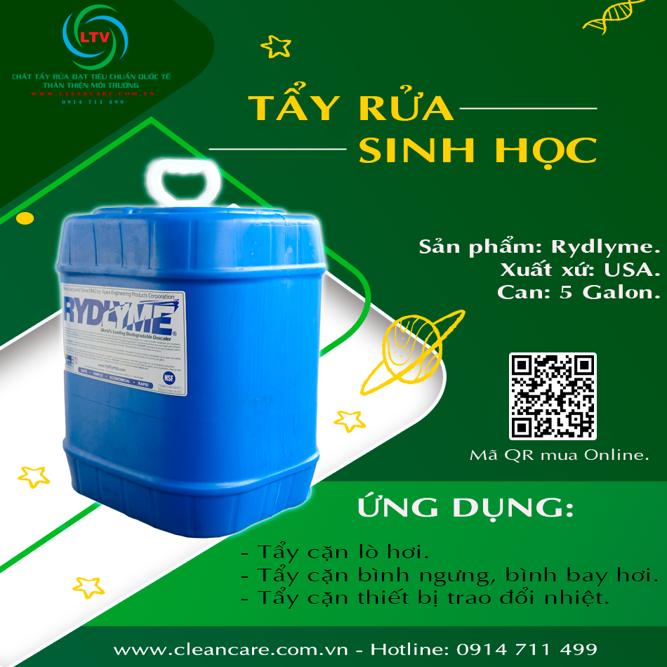 CHẤT TẨY RỬA CÔNG NGHIỆP CÁU CẶN PHÂN HỦY SINH HỌC RYDLYME