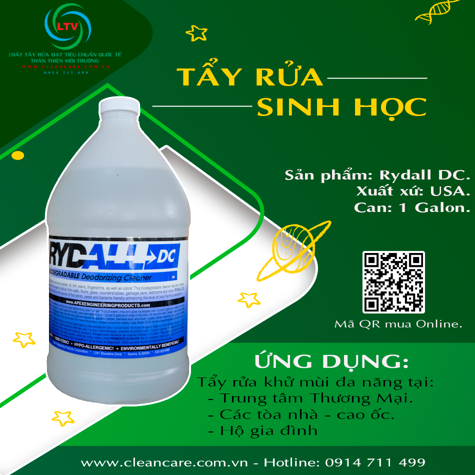 CHẤT TẨY RỬA XỬ LÝ BỀ MẶT CẶN BẨN, CHẤT NHỜN VÀ KHỬ MÙI RYDALL DC