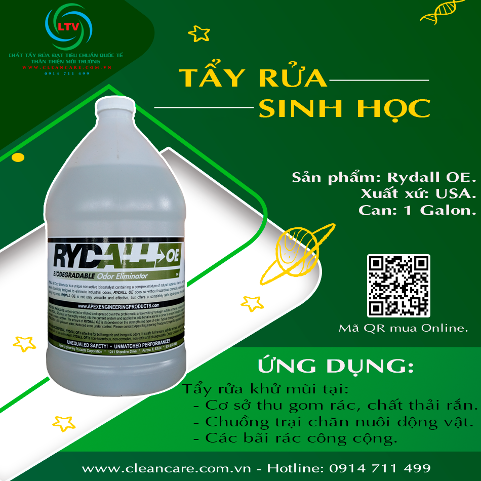 NƯỚC KHỬ MÙI RYDALL OE TẨY RỬA VỆ SINH CHUỒNG TRẠI, BÃI RÁC VỆ SINH CÔNG NGHIỆP