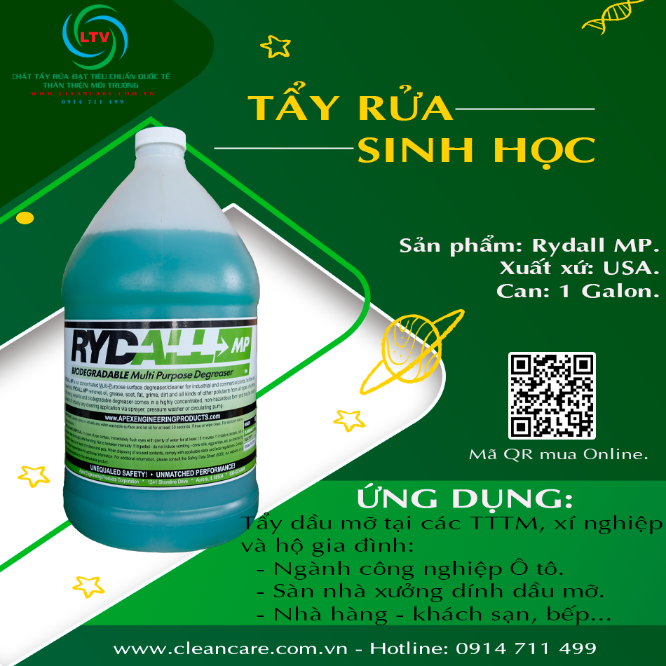 NƯỚC TẨY RỬA DẦU MỠ NHÀ BẾP, SÀN NHÀ VÀ ĐỘNG CƠ Ô TÔ RYDALL MP.