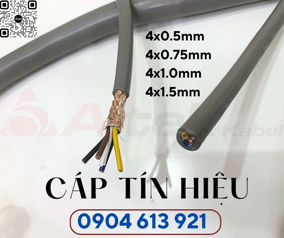 Cáp điều khiển 4x0.75mm có lưới chống nhiễu Nghệ An , Hà Tĩnh, Quảng Bình