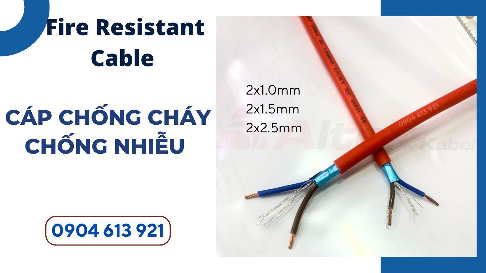 Cáp tín hiệu chống cháy 2x1.5mm Fire Resistant Cable