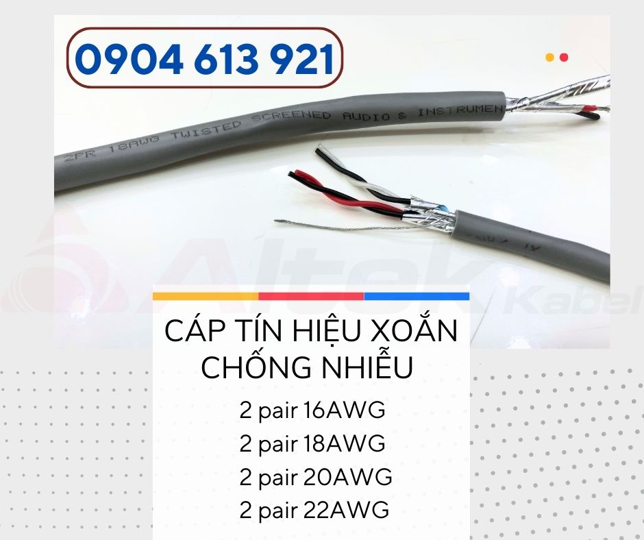 Cáp tín hiệu xoắn 1 pair 16AWG Altek Kabel