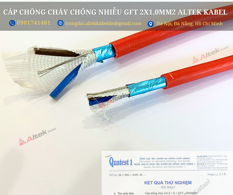 Dây tín hiệu báo cháy chống cháy, chống nhiễu 2x1.0 GFT Altek Kabel