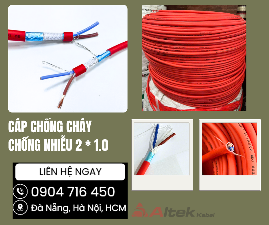 Cáp chống cháy chống nhiễu 2x0.75, 2x1.0, 2x1.5 Altek Kabel