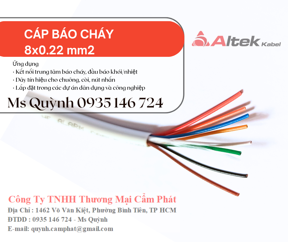Cáp tín hiệu âm thanh báo cháy 8x0.22 Altek Kabel