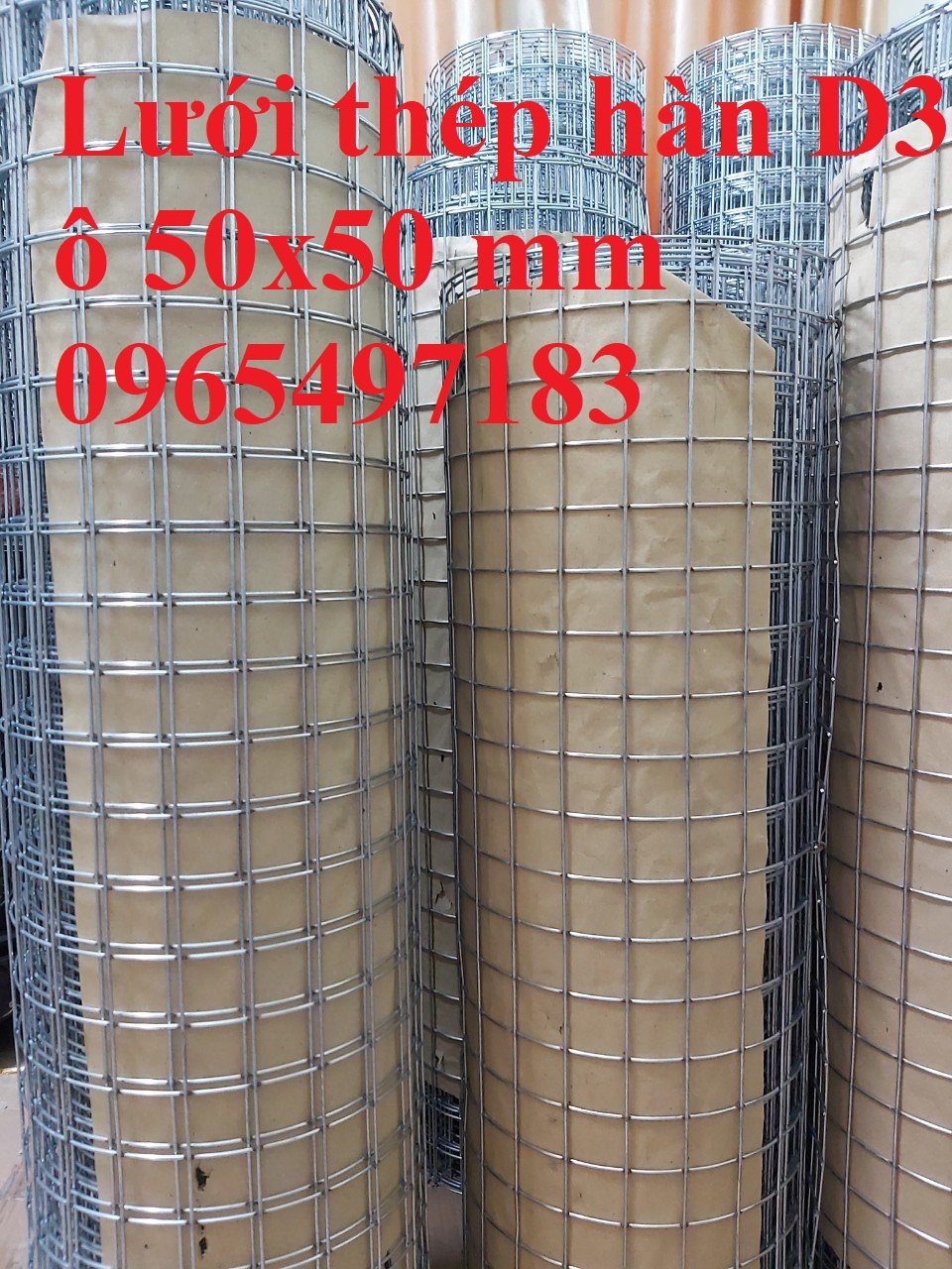 Lưới thép hàn cuộn D3 ô 50x50mm khổ 1x15m, 1.2x15m, 1.5x15m. Hàng có sẵn tại kho