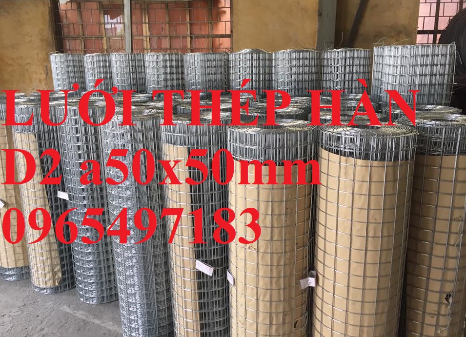 Lưới thép hàn D2 ô 50x50 mạ kẽm, hàng đen .khổ 1mx30m, 1.2mx30m