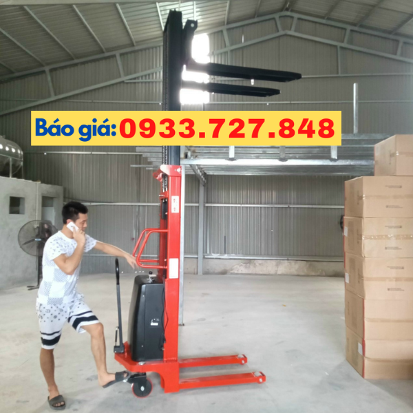 Xe Nâng Điện Bán Tự Động 1 Tấn Cao 3m