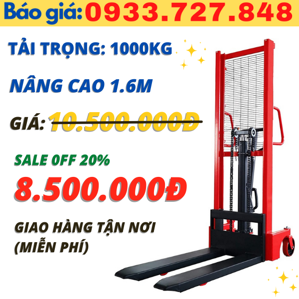 Xe Nâng Tay Cao 1000kg nâng cao 1.6m