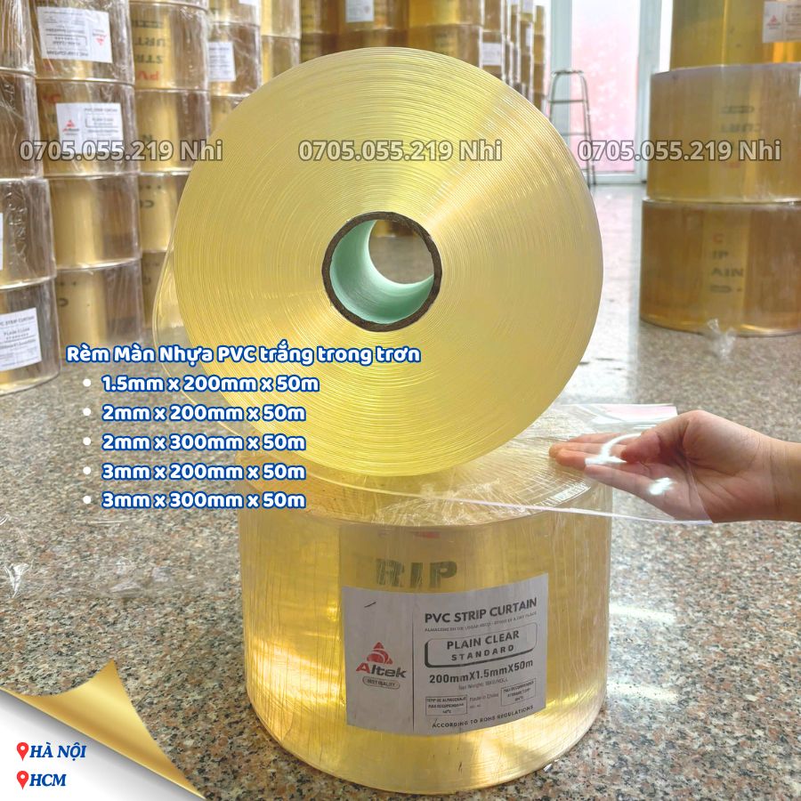 Màn rèm nhựa pvc ngăn lạnh dẻo trong suốt bản 200mm 300mm Altek