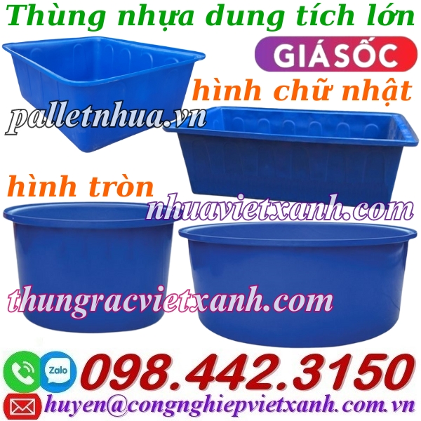 Thùng nhựa dung tích lớn từ 100 lít đến 4000 lít