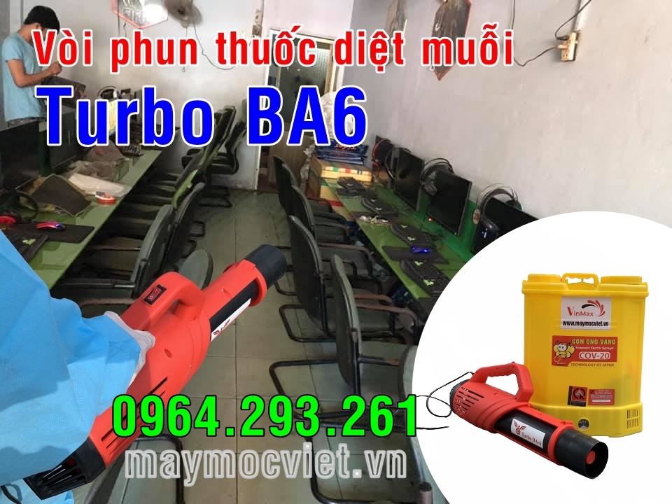 Phun thuốc diệt muỗi cho quán nét bằng combo bình xịt điện gắn đầu phun Turbo BA6