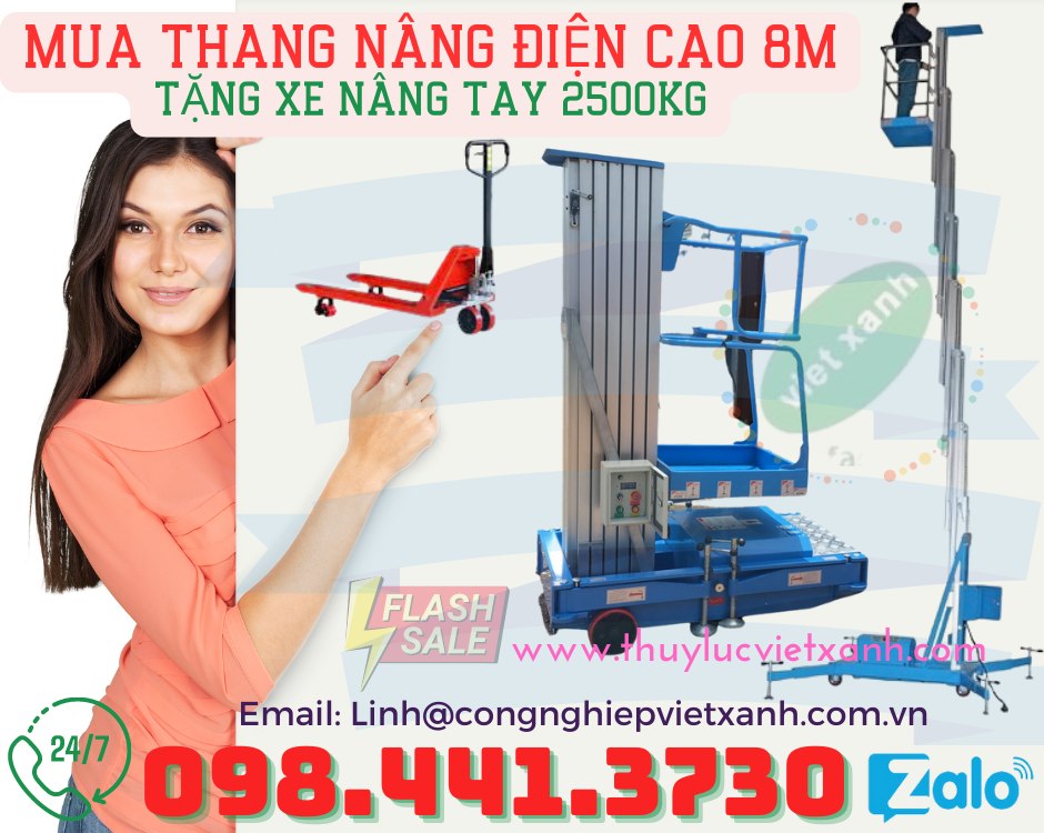 Thang nâng đơn xếp gọn bằng điện cao 8m  GTWY801