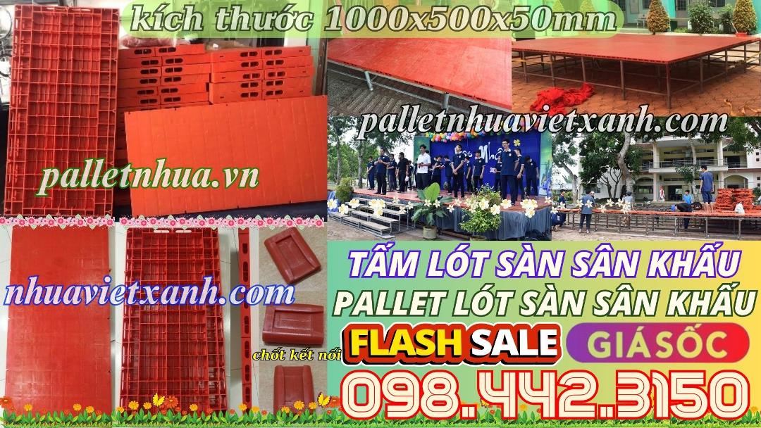 Tấm lót sàn sân khấu 500x1000x50mm mặt kín màu cam