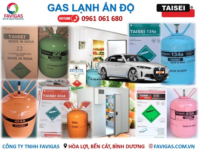 GAS LẠNH TAISEI ẤN ĐỘ R404A, R134a, R32, R410A, R407C và R600a CHẤT LƯỢNG CAO